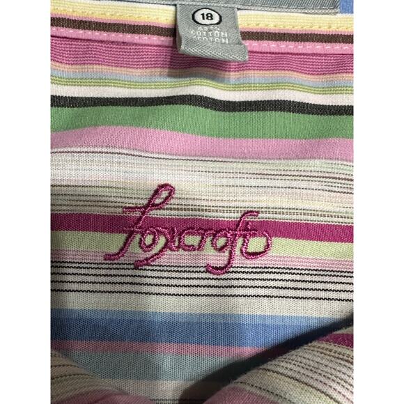 Foxcroft Shirt Button Up Wrinkle Free Long Sleeve Stripe 18 Classic Fit Casual - Picture 3 of 10